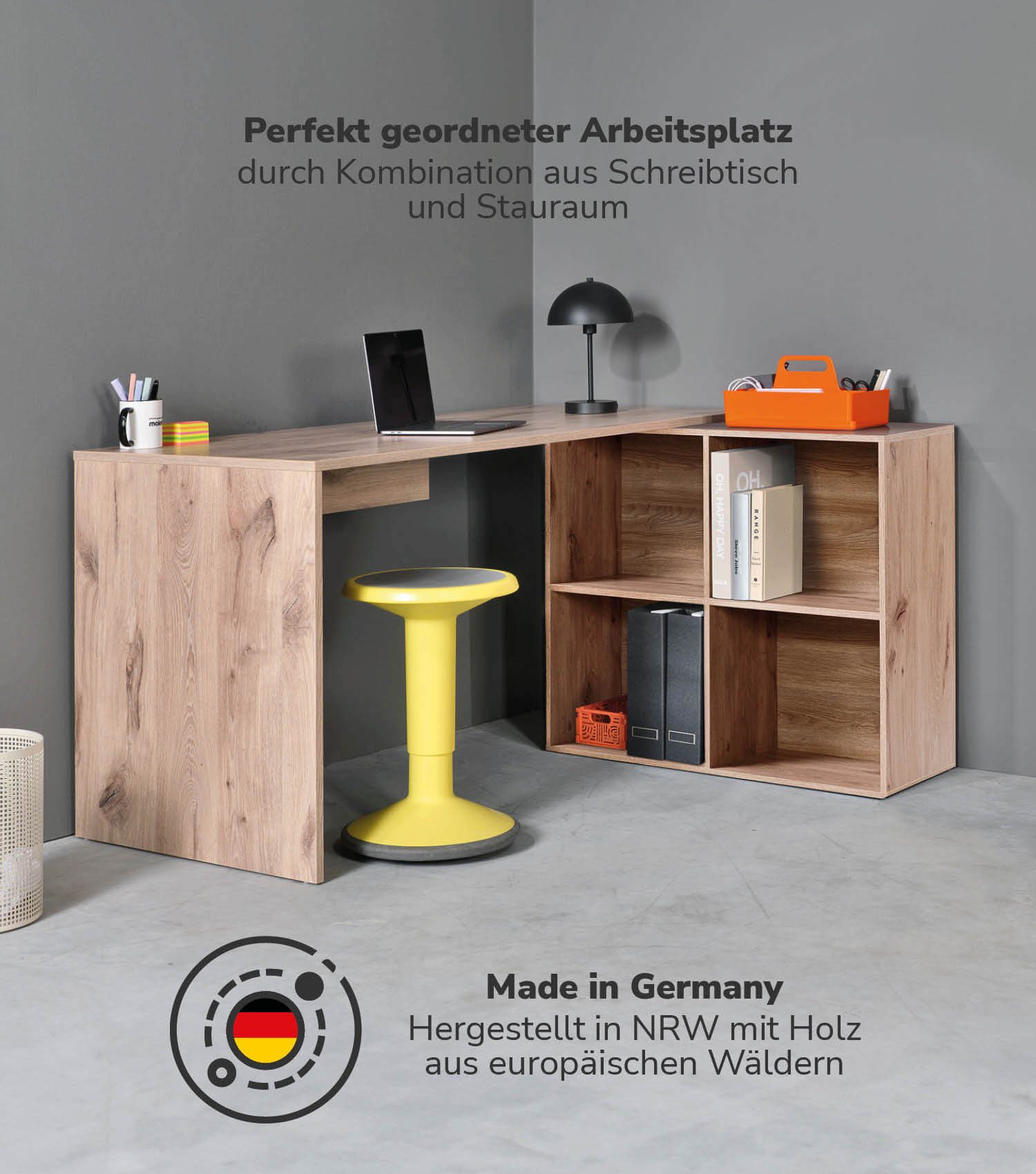 mokebo Eckschreibtisch Der Produktive (mit 4 günstig online kaufen