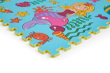Andiamo Spielmatte Puzzlematte Meerjungfrau Motiv (9-teilig), 90 x 90 cm, 9 tlg., bunte Spielunterlage, Unterwasserwelt, Meerestiere