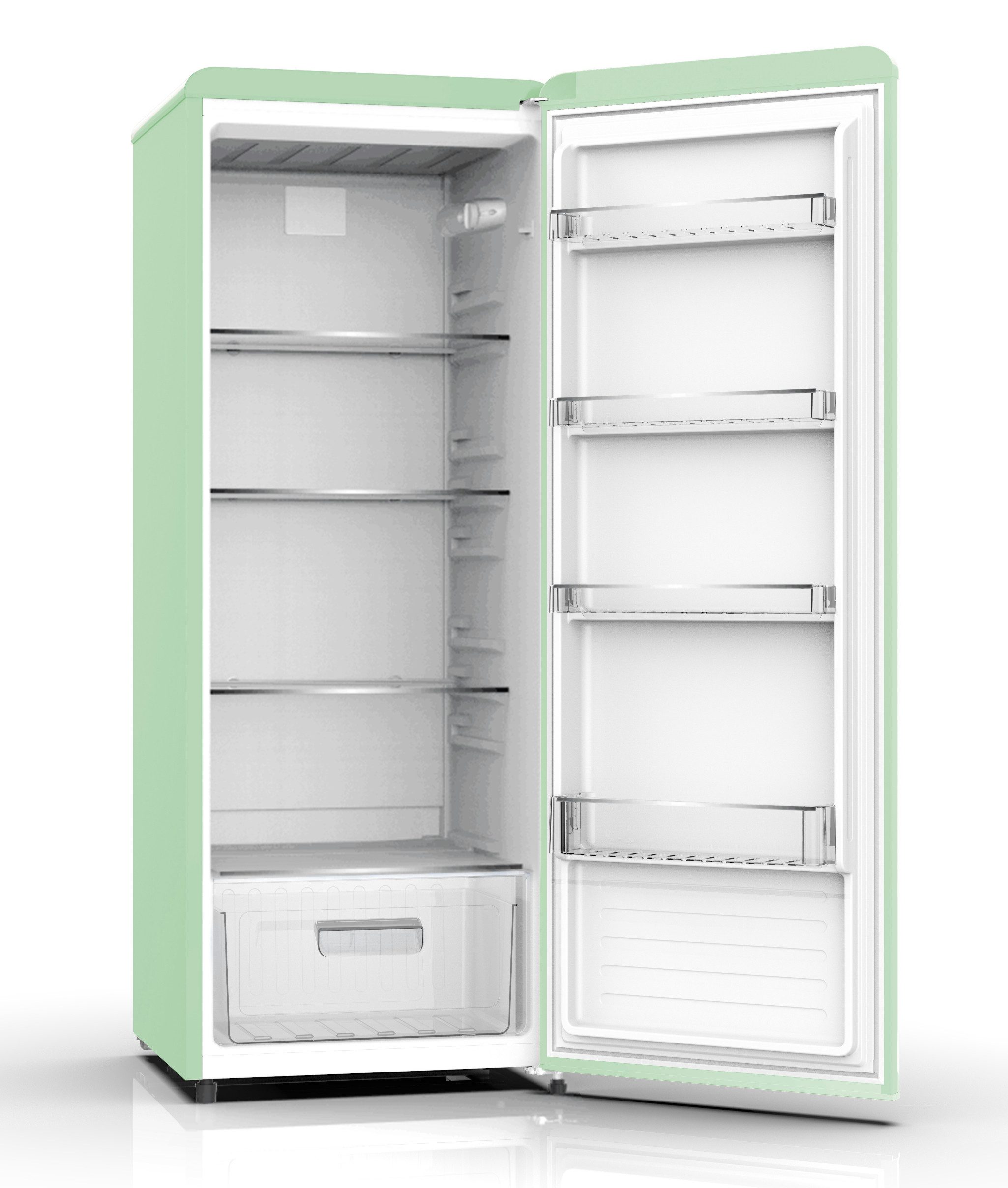 SCHOEPF Vollraumkühlschrank RKS245SGD, 145.6 cm hoch, 54.5 cm breit, LED-Beleuchtung, Retro-Design, 238l Nutzinhalt