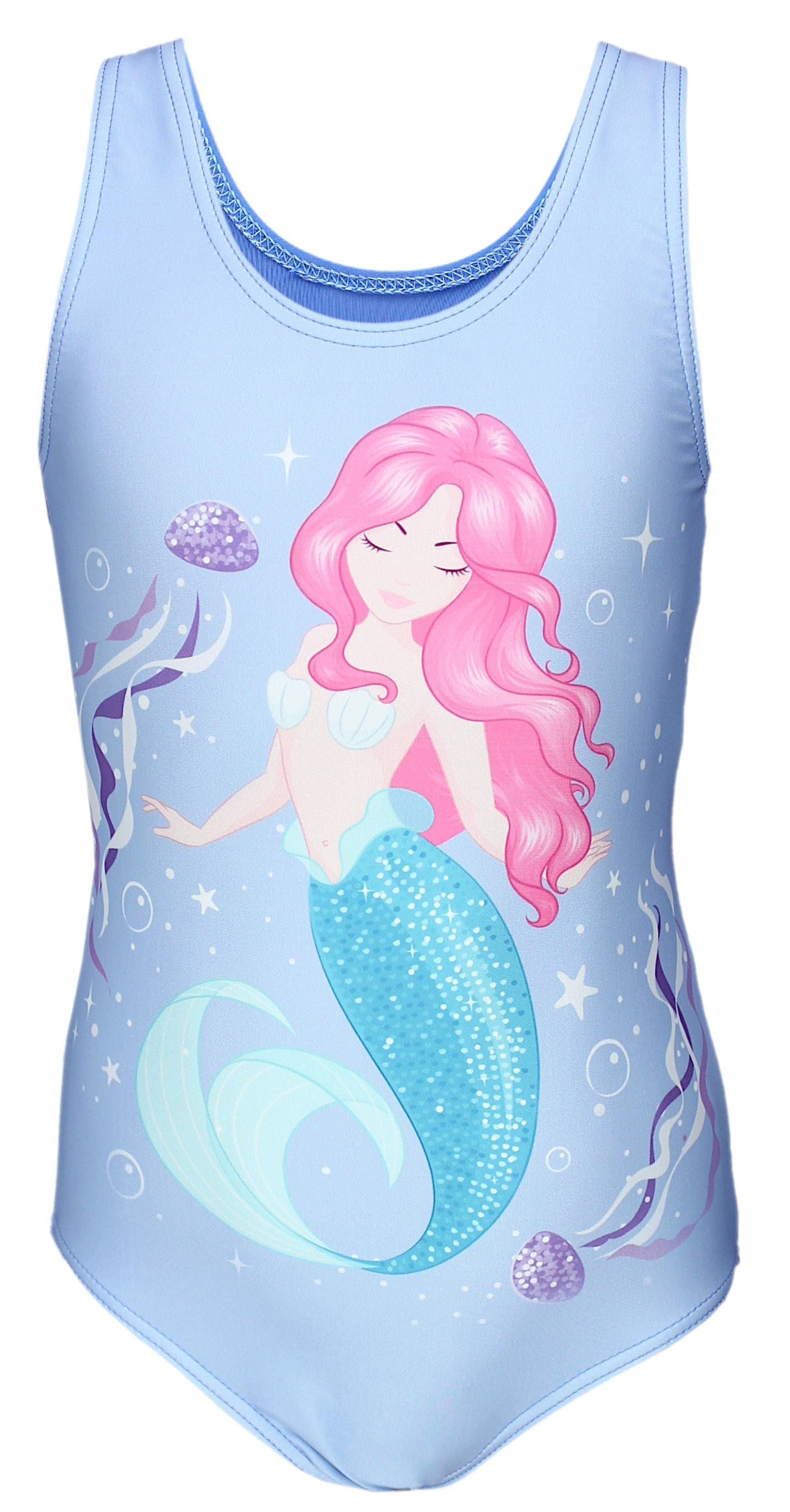 Meerjungfrau Ringerrücken im Badeanzug Print Mädchen Blau/Pink/Türkis Badeanzug mit Aquarti Aquarti Wasser
