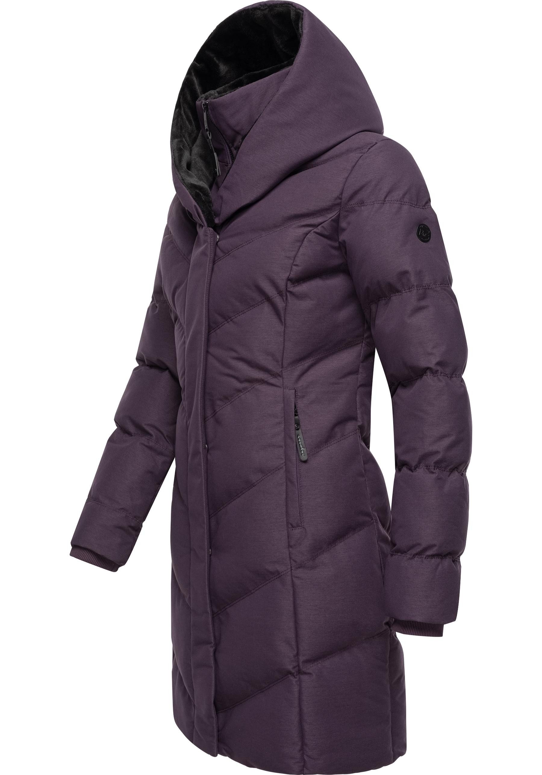 Ragwear Steppmantel Natalka Cosy wasserdichter Mantel mit flauschigem Kunstfell-Kragen