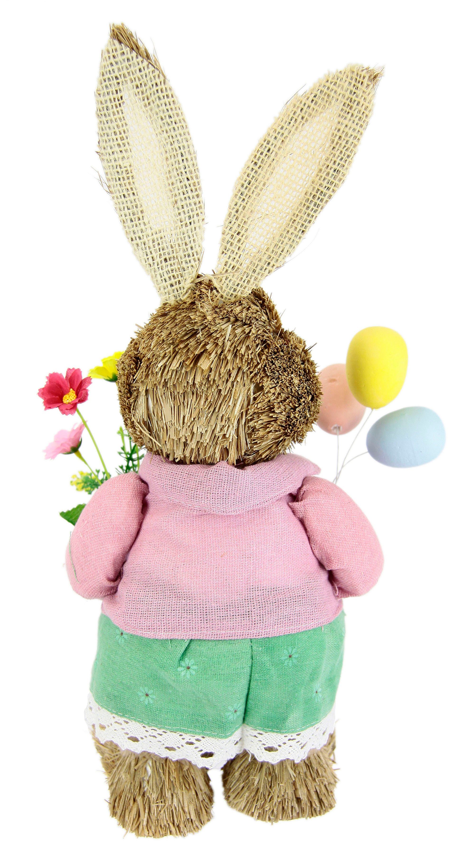 Frühling Häsin, Hase Mit Figur Bast Oster aus Osterhasen Eier Frühling Dekoobjekt I.GE.A.