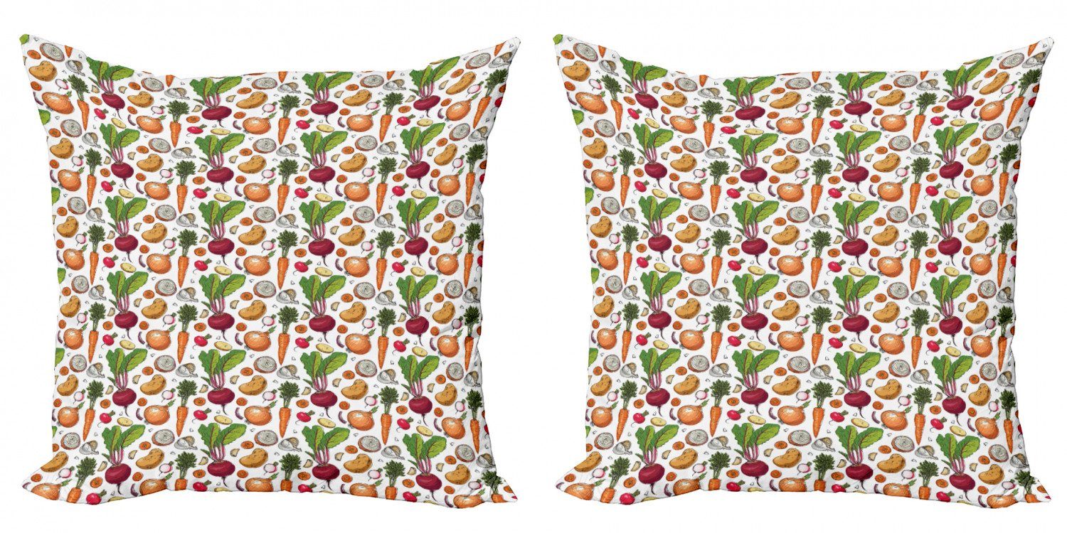 Kissenbezüge Modern Accent Doppelseitiger Digitaldruck, Abakuhaus (2 Stück), Gemüse Flüchtiger Painted Foods