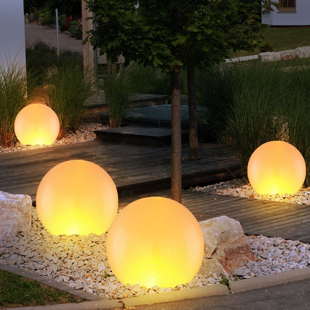 LED Gartenleuchte, 4x LED Solar Außen Steck Lampen Kugel