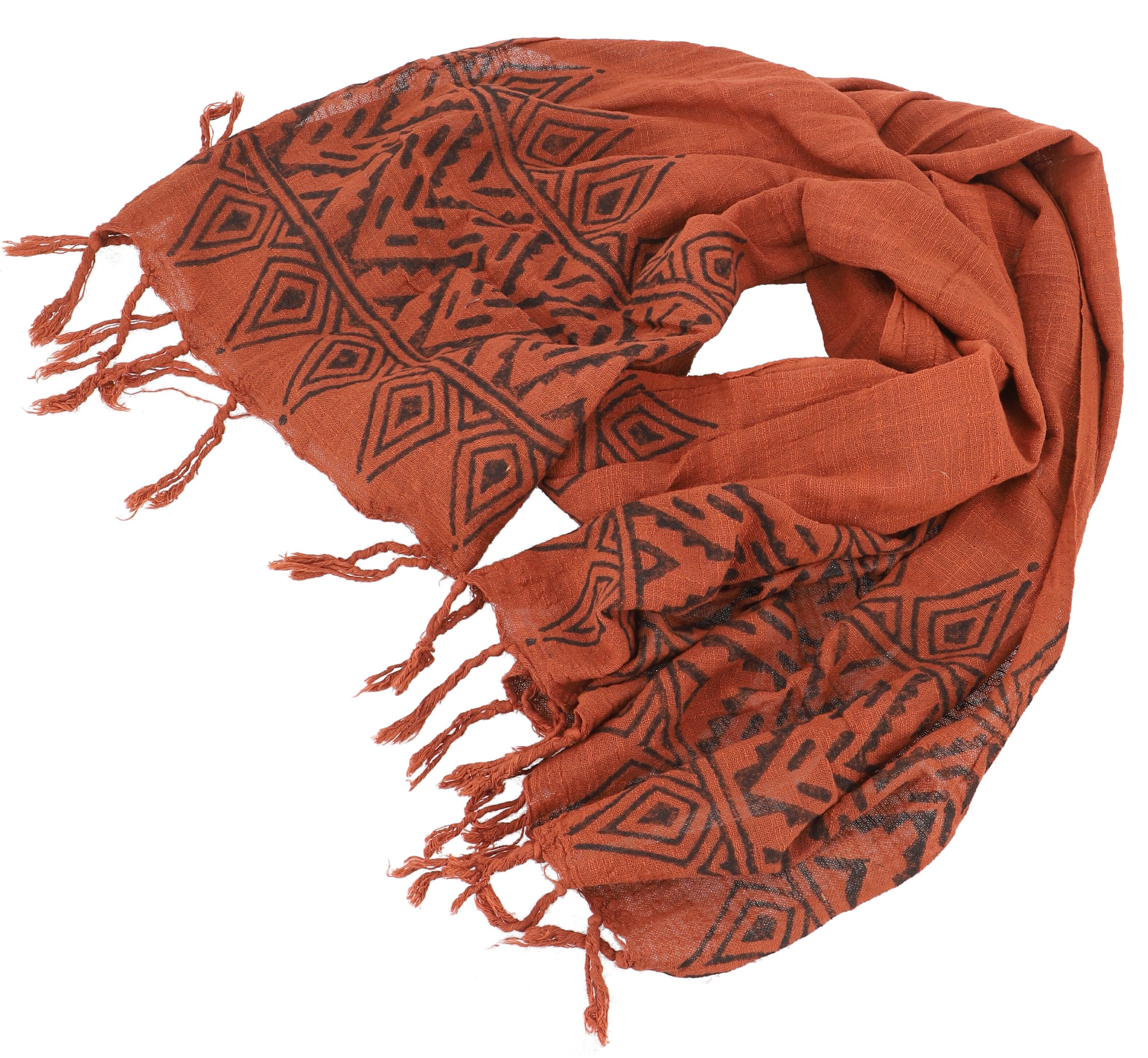 Guru-Shop Halstuch Handgewebtes Baumwolltuch mit Tribalmuster,..