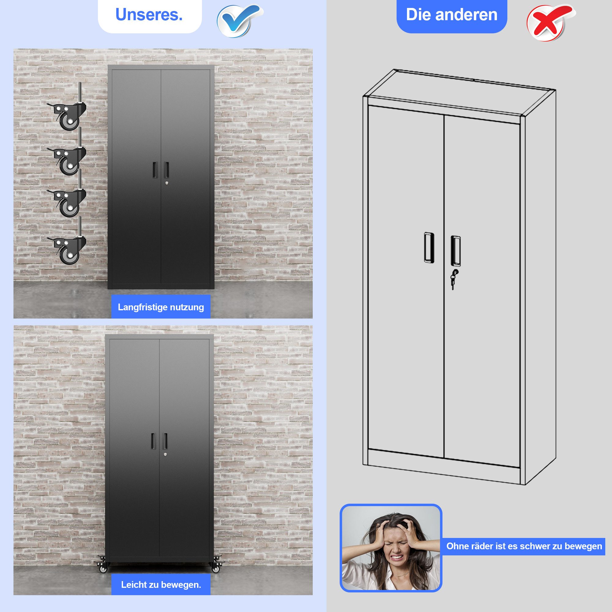 AOBABO Fächerschrank für autos, räder, eingebaute rollen (1er Set) mit zwei günstig online kaufen