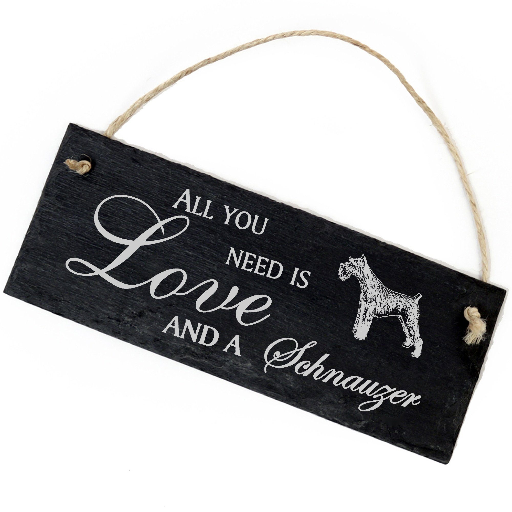 Dekolando Hängedekoration Schnauzer 22x8cm All you need is Love and a Schnauzer | Dekohänger