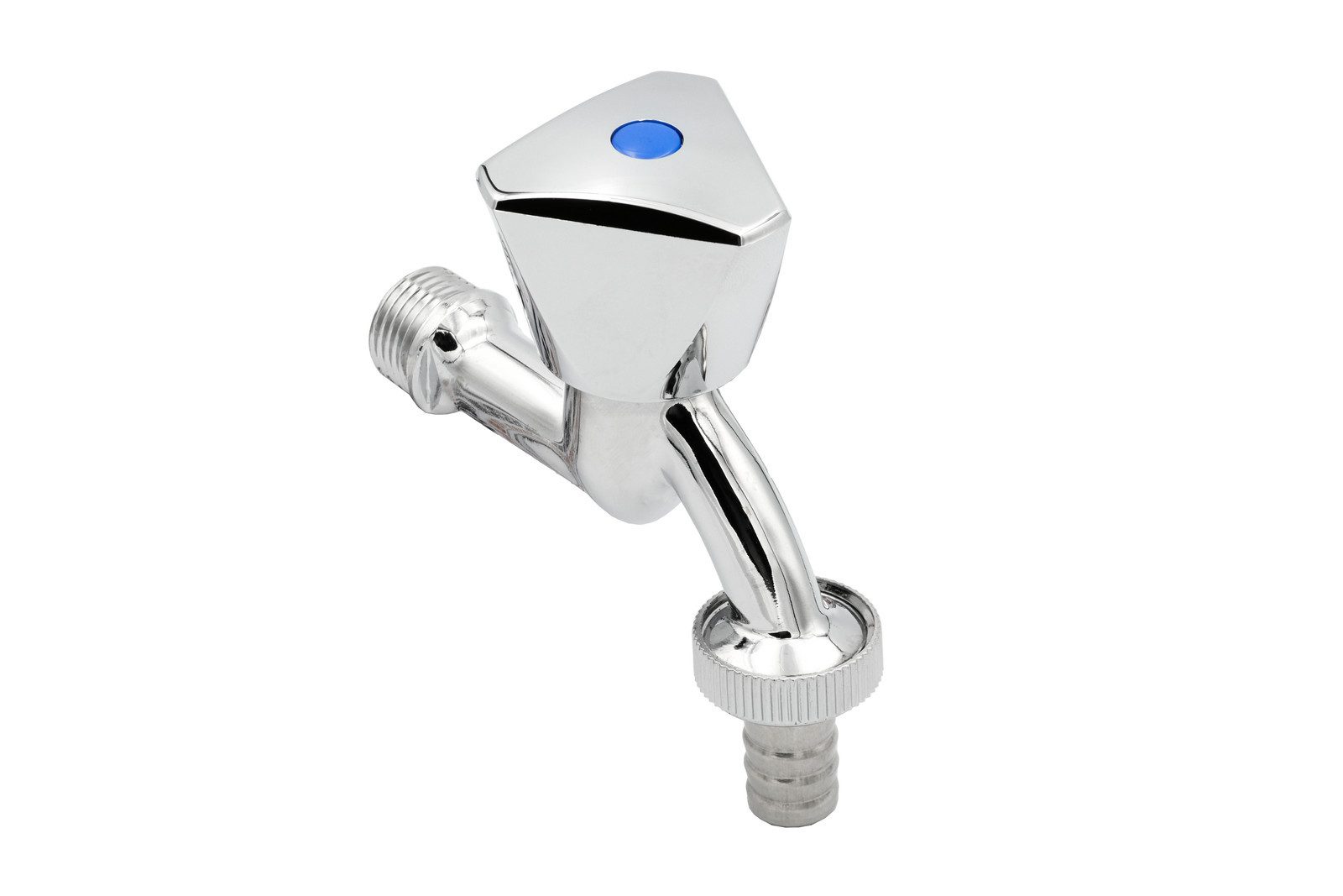 Auslaufventil Ventilauslaufhahn 1/2 Zoll 21 mm Chrom mit Schlauchtülle