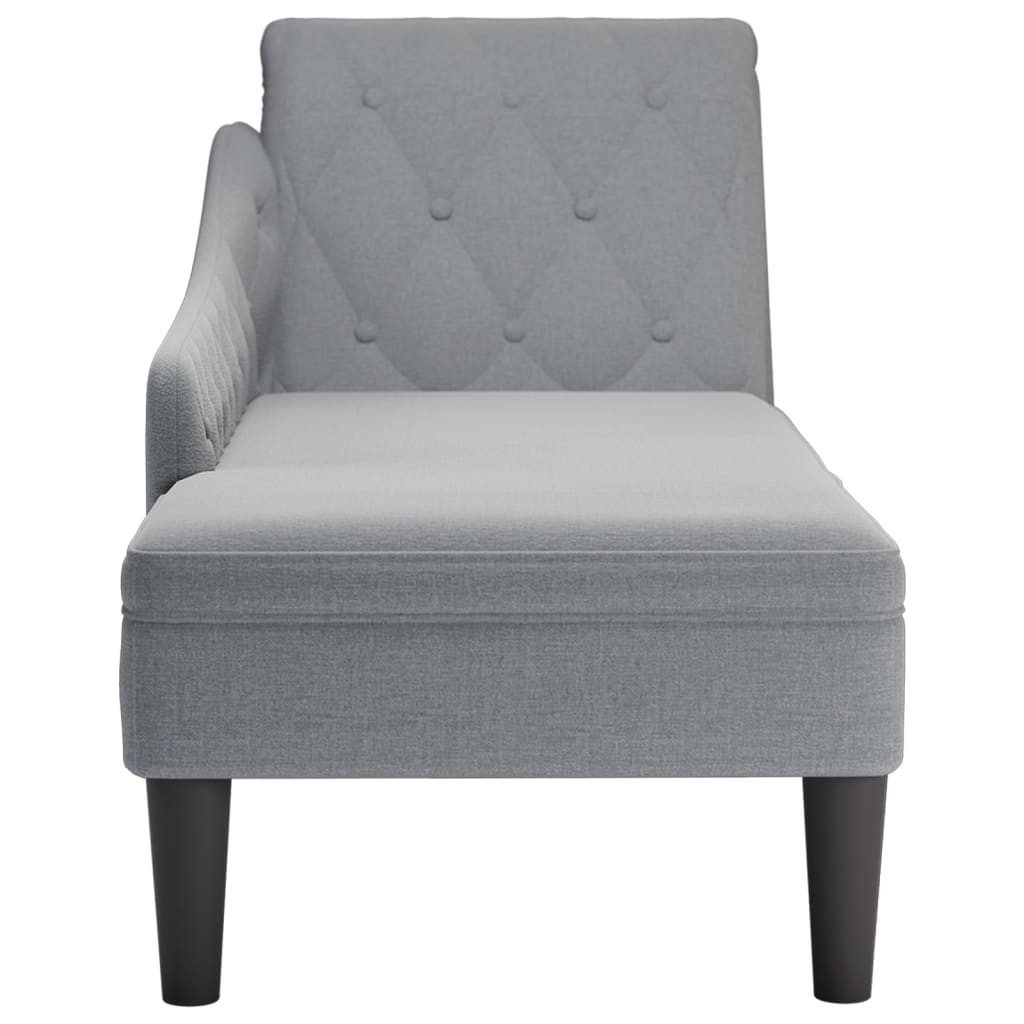 vidaXL Chaiselongue Chaiselongue mit Kissen und Rechter Armlehne Hellgrau Stoff, 1 Teile – Bild 4 von 5