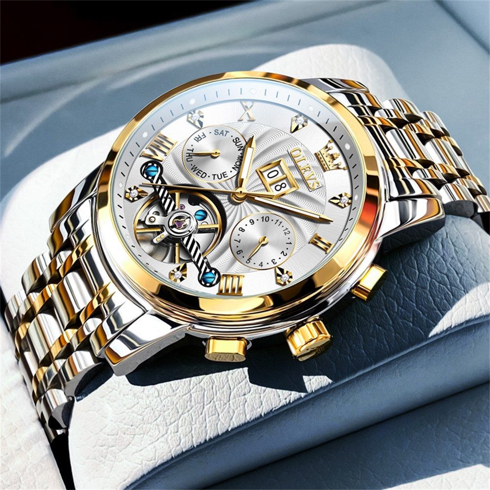 OLEVS Automatikuhr Luxus Herrenuhr Automatik Edelstahl günstig online kaufen