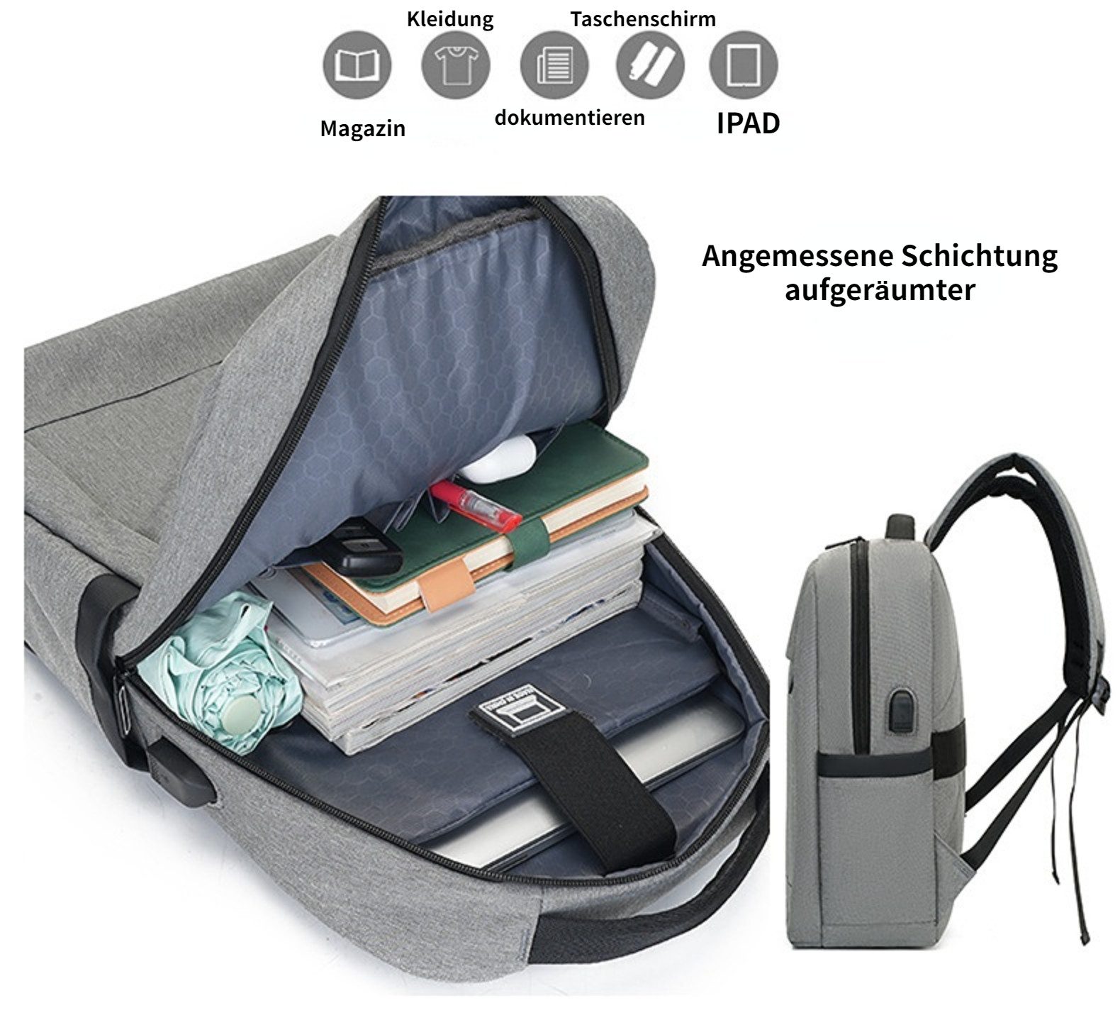 Blusmart Notebook-Rucksack Unisex Rucksack Laptoptasche (Großes Fassungsvermögen, spritzwassergeschützt, Mehrere Ablagefächer, hohe Qualität), Pendlergeschäft