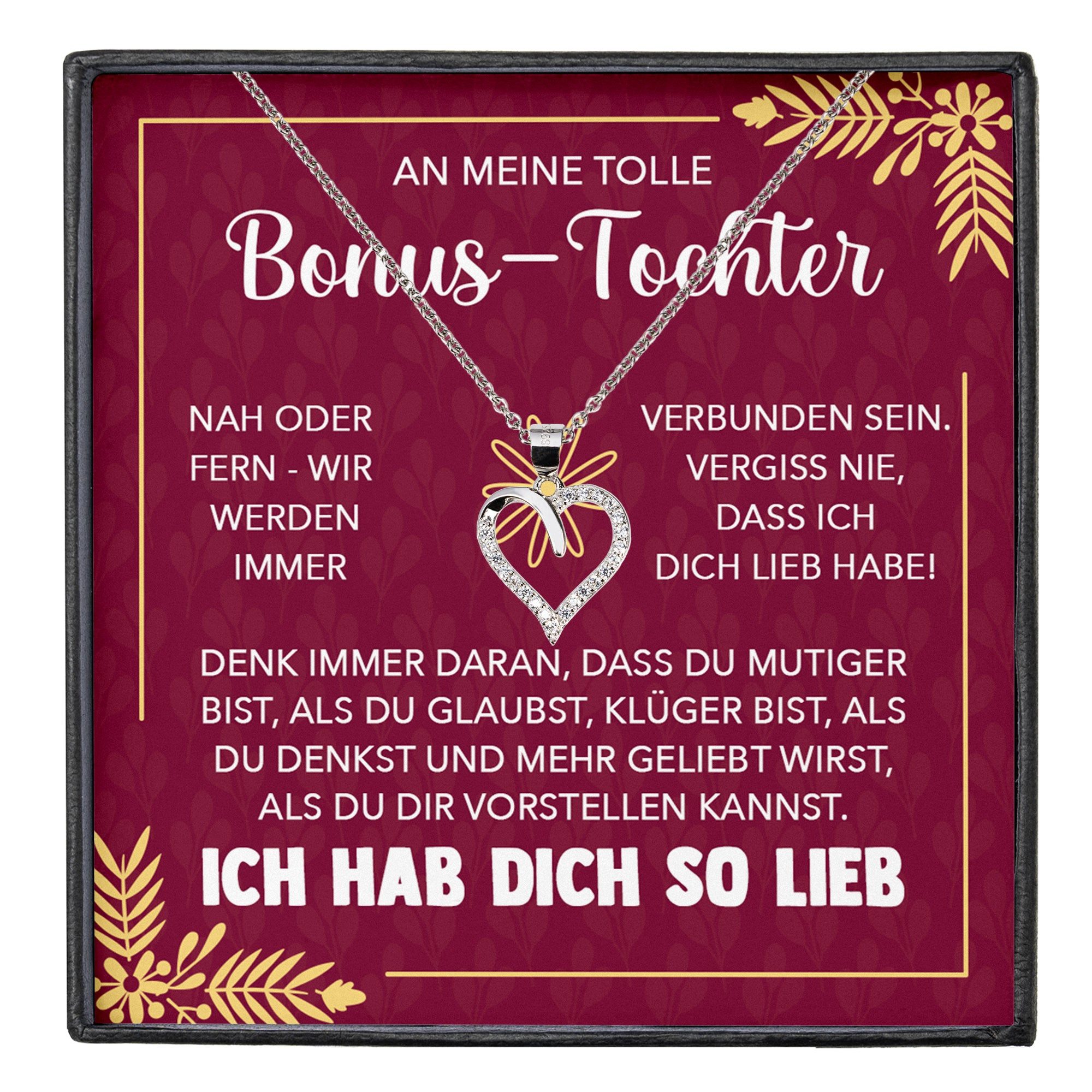 Schmuckset Stieftochter Geschenk Bonus-Tochter Mädchen Herz Halskette Frauen