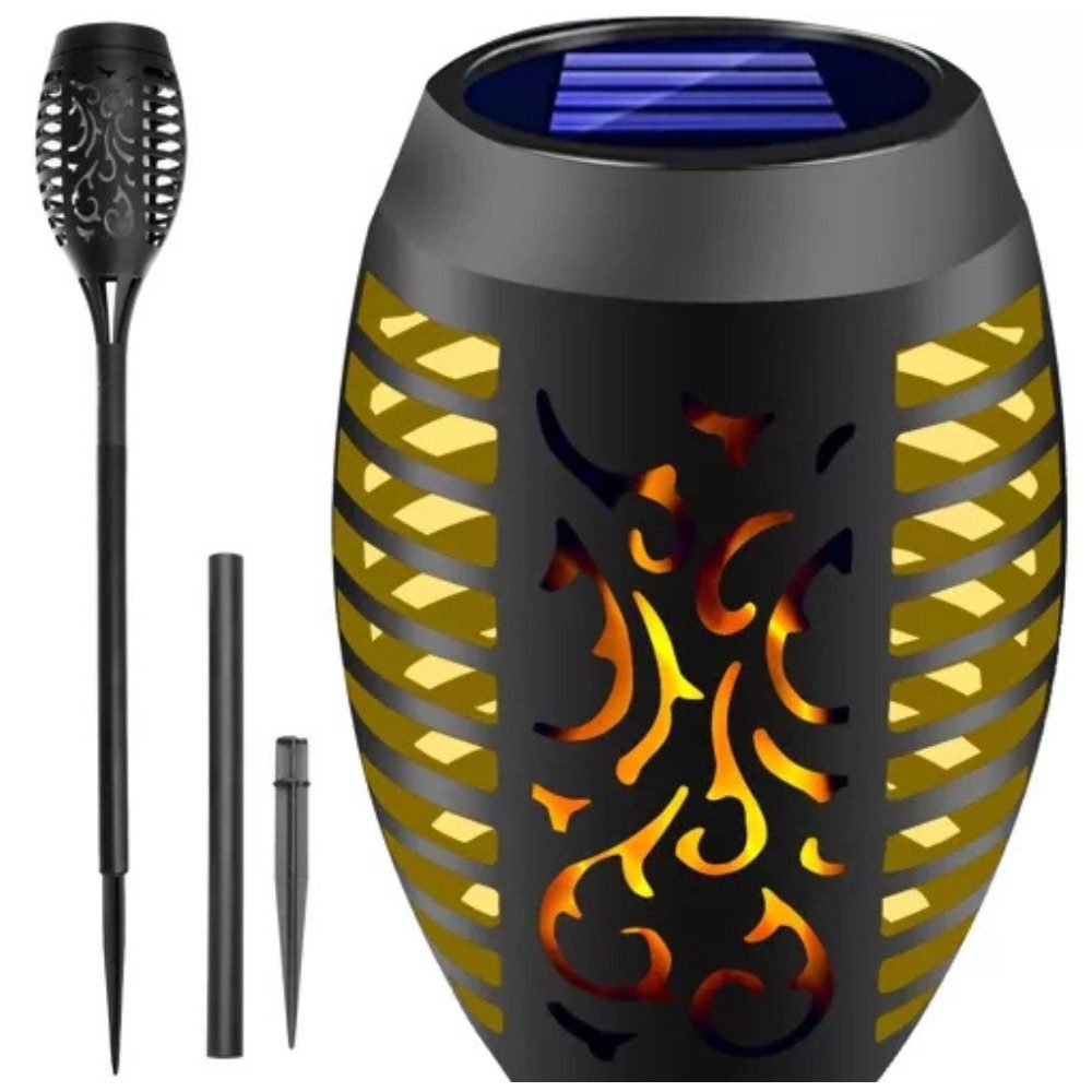 ISO TRADE Лампыschirm Solarlampe Gartenlicht, LED Solarleuchten Rasen Fackeln, Gartenleuchte mit Erdspieß