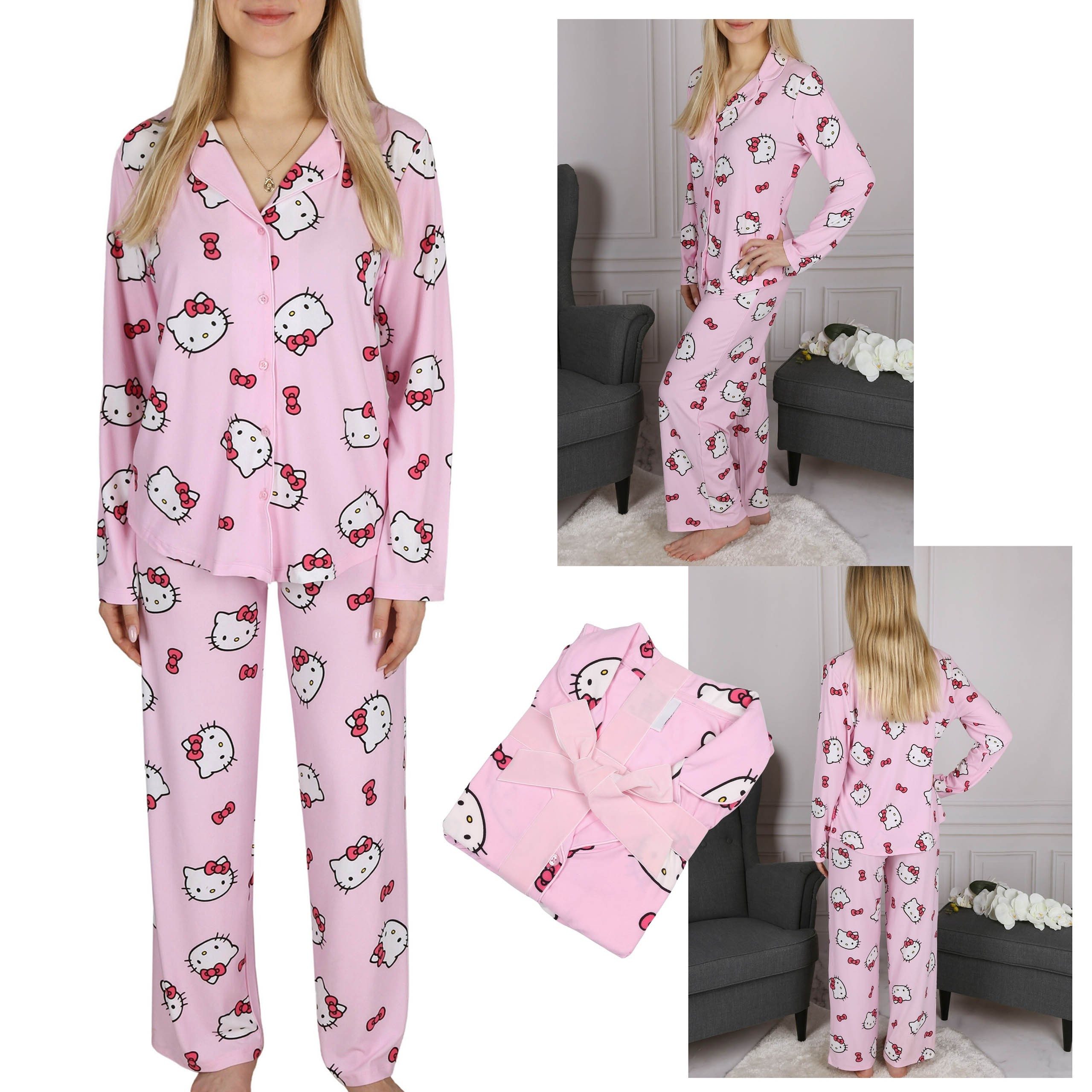 Sarcia.eu Schlafanzug Hello Kitty Rosa Damen Schlafanzug, langarm, geknöpft, XL