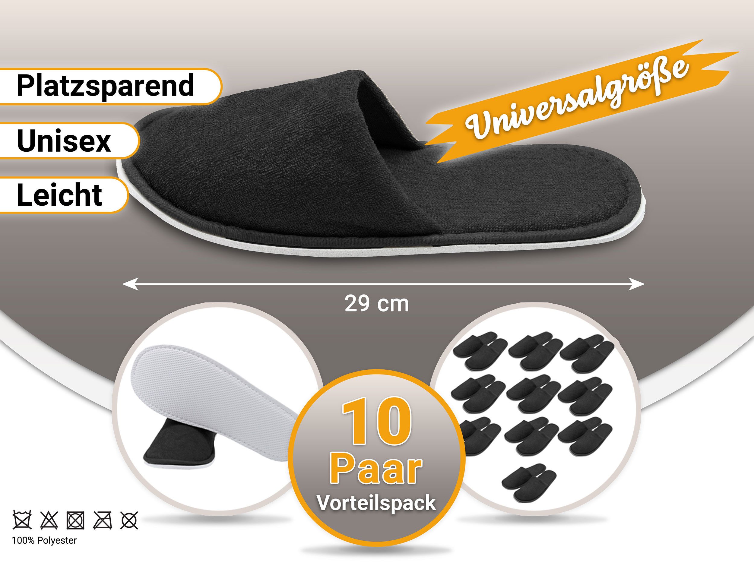 ZOLLNER Pantoffel (10-tlg) 100% Polyester, vom Hotelwäschespezialisten