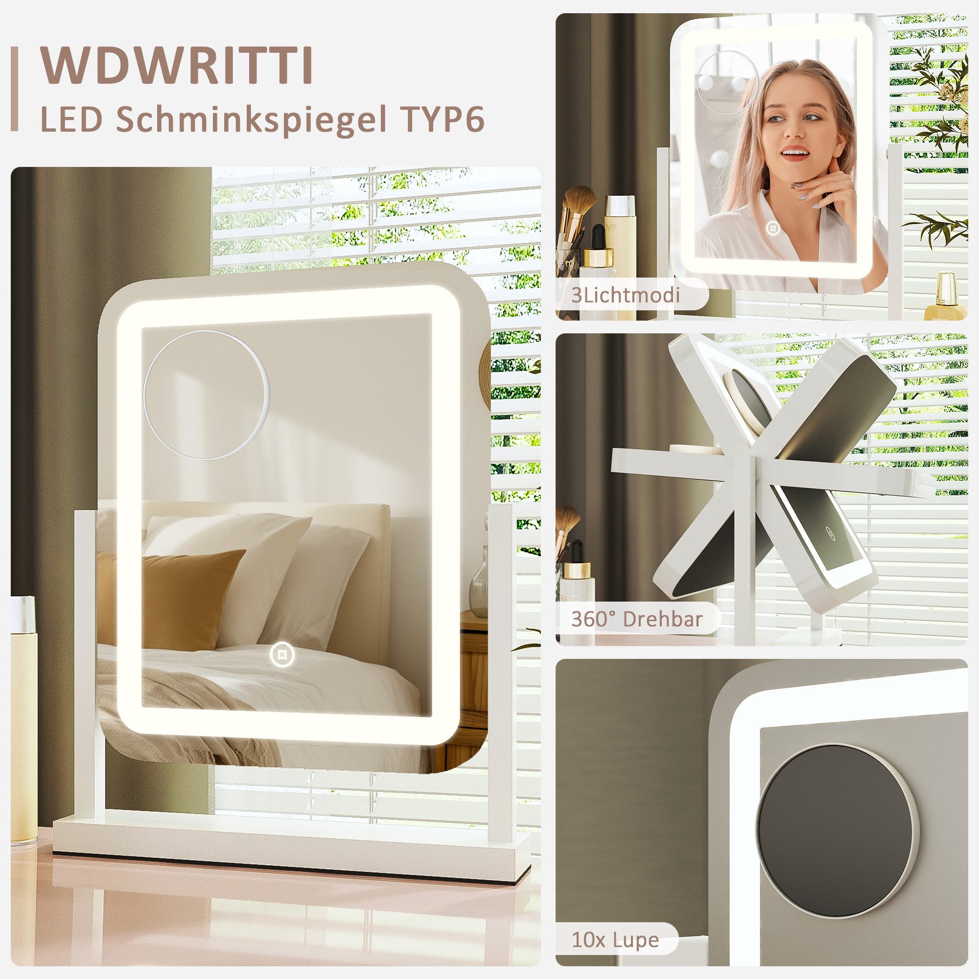 WDWRITTI Schminkspiegel mit Beleuchtung für tisch günstig online kaufen