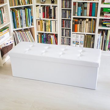 relaxdays Sitzbank Faltbare Sitzbank aus Kunstleder, Weiß