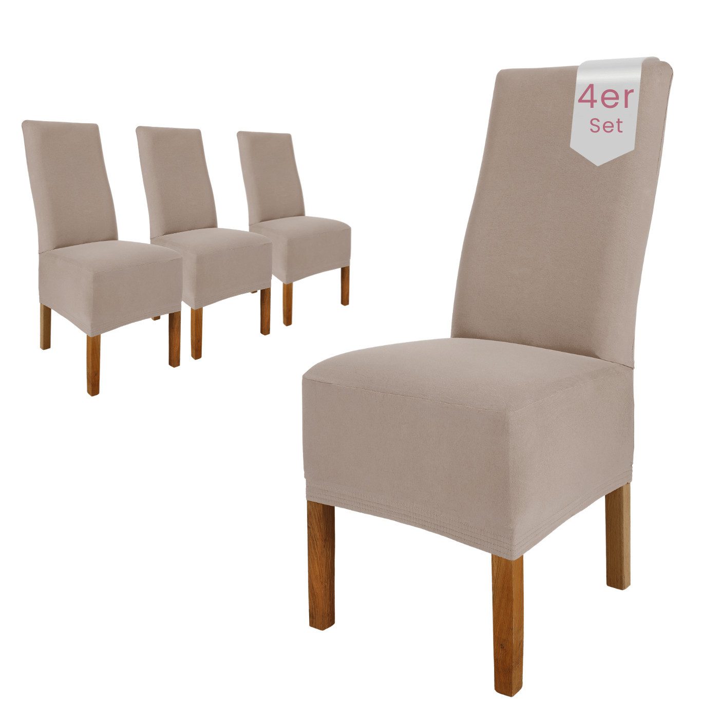 sh SCHEFFLER-HOME LIVE HOMESTYLE Stuhlhusse Moderner Stuhlbezug "Emma" aus elastischer Baumwolle Cottina, abnehmbarer & waschbarer Spannbezug für Stühle