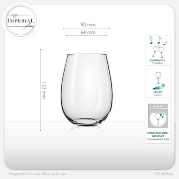 IMPERIAL glass Weinglas Weingläser ohne Stiel, Glas, 570ml moderne Weißweingläser Rotweingläser Spülmaschinenfest