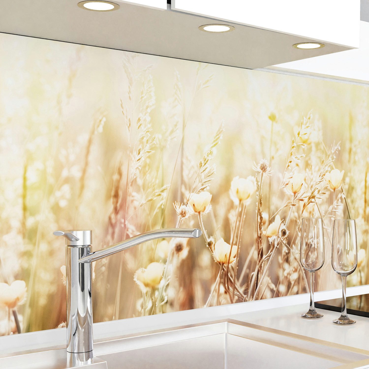 danario Küchenrückwand Folie selbstklebend - Matt - Spritzschutz Küche - versteift & robust