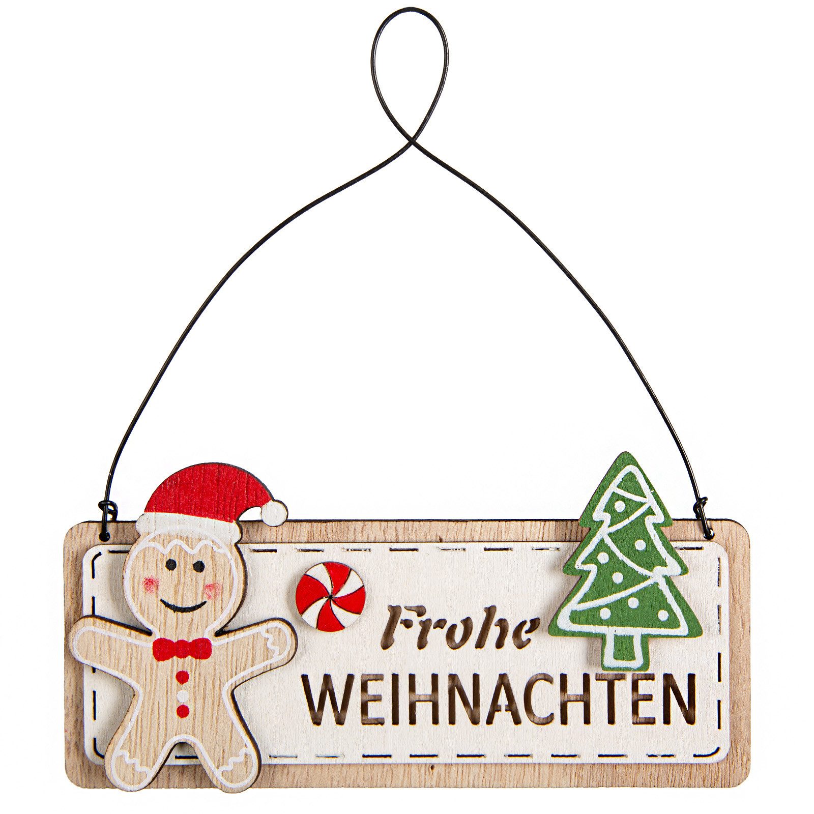 Baumbehang Frohe Weihnachten - Türschild Lebkuchenmann 12 cm
