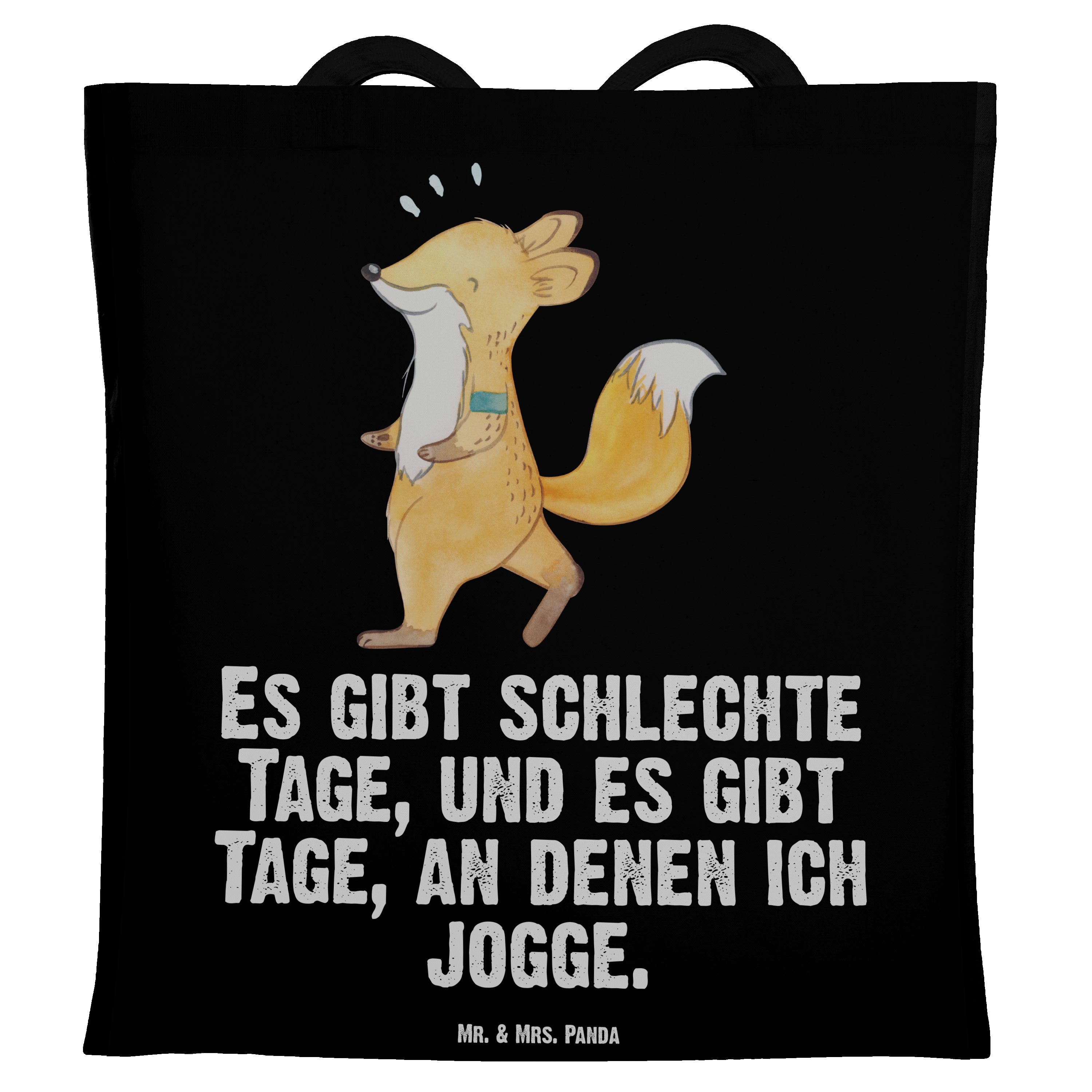 Tragetasche Mr. Fuchs Schwarz Beuteltasche, Laufen, (1-tlg) - Laufspo Mrs. - Tage Geschenk, Panda Joggen &