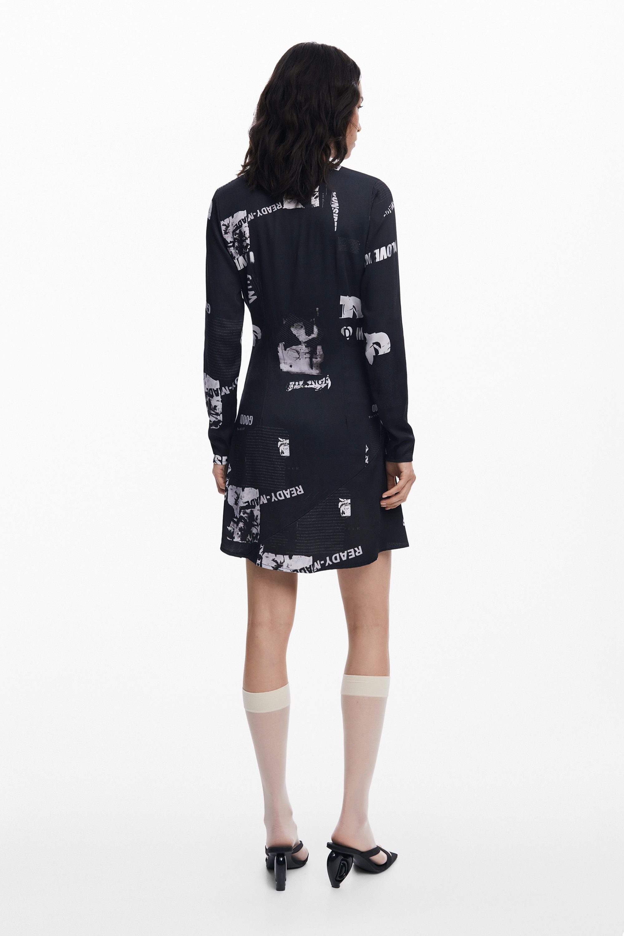 Desigual Partykleid Schwarzes kurzes Damenkleid mit Muster und kontrastreic günstig online kaufen