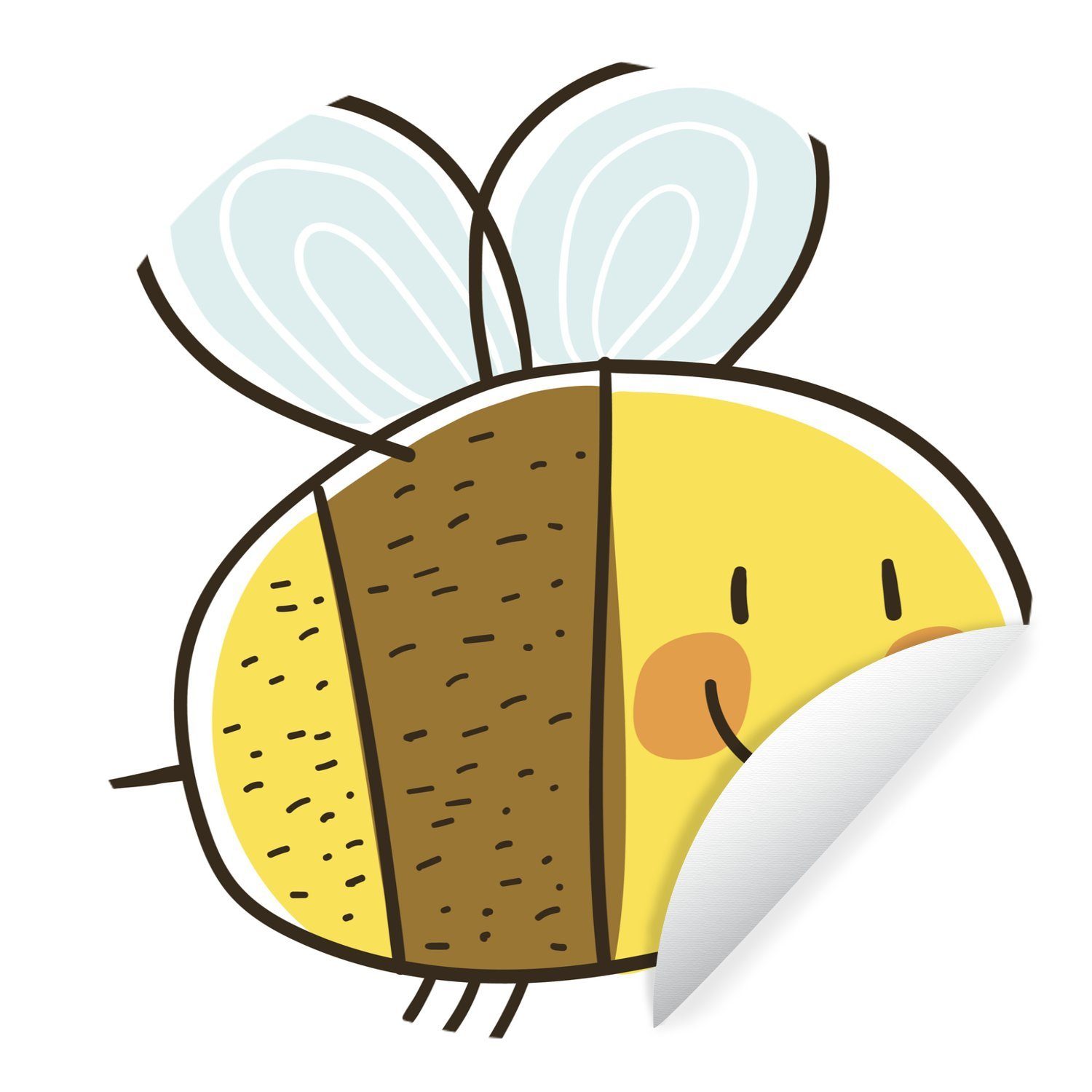 MuchoWow Wandsticker Eine Illustration einer glücklichen Biene (1 St), Tapetenkreis für Kinderzimmer, Tapetenaufkleber, Rund, Wohnzimmer