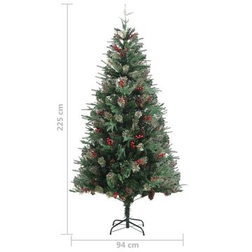 furnicato Künstlicher Weihnachtsbaum Weihnachtsbaum mit Zapfen Grün 225 cm PVC & PE