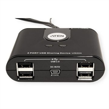 Aten US224 USB 2.0-Peripheriegeräte-Switch mit 2 Ports Computer-Adapter
