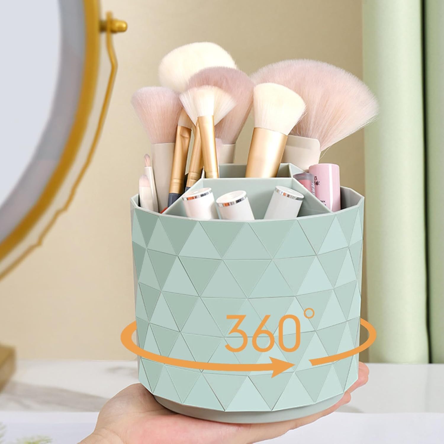 FELIXLEO Make-Up Organizer Make up Organizer 360 Drehbar Pinselhalter Schminktisch Grün, 1-tlg. – Bild 3 von 5