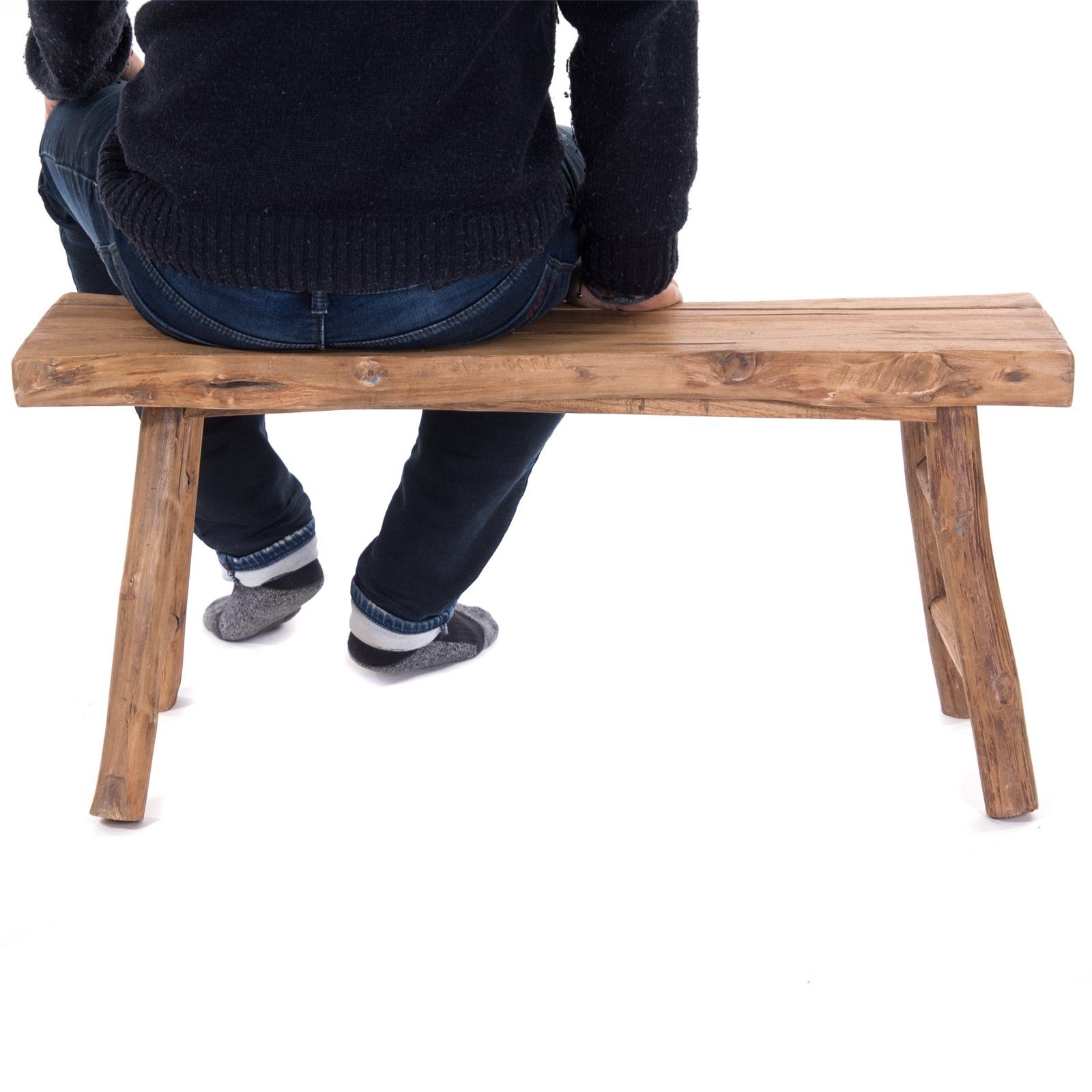 DESIGN DELIGHTS Sitzbank HOLZBANK "MALU 93", Baumkante Massivholz, 93x44 cm, Natur Sitzbank