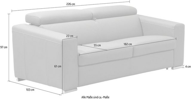 Egoitaliano 2,5 Sitzer »Cabiria«, inkl. manuell verstellbarer Kopfstützen, mit Metallfüßen  - Onlineshop Otto