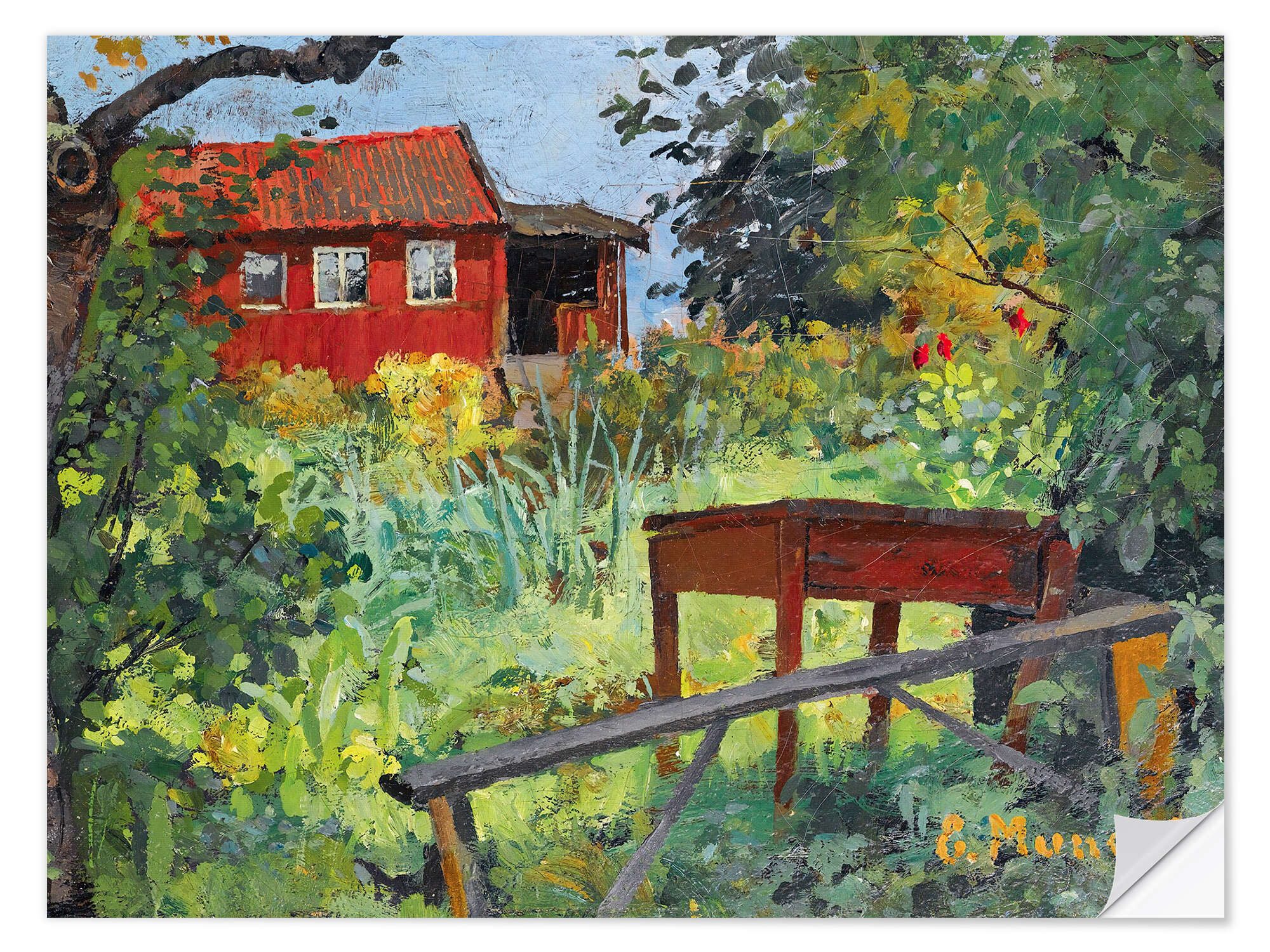 Posterlounge Wandfolie Edvard Munch, Garden with a Red House, 1882, Landhausstil Malerei