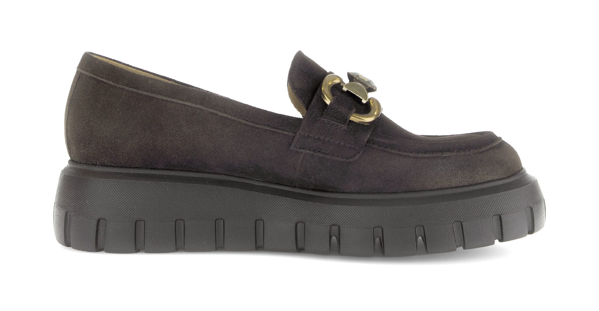 Gabor Loafer, Plateau, Slipper, Businessschuh mit Zierschnalle und Schmuckstein