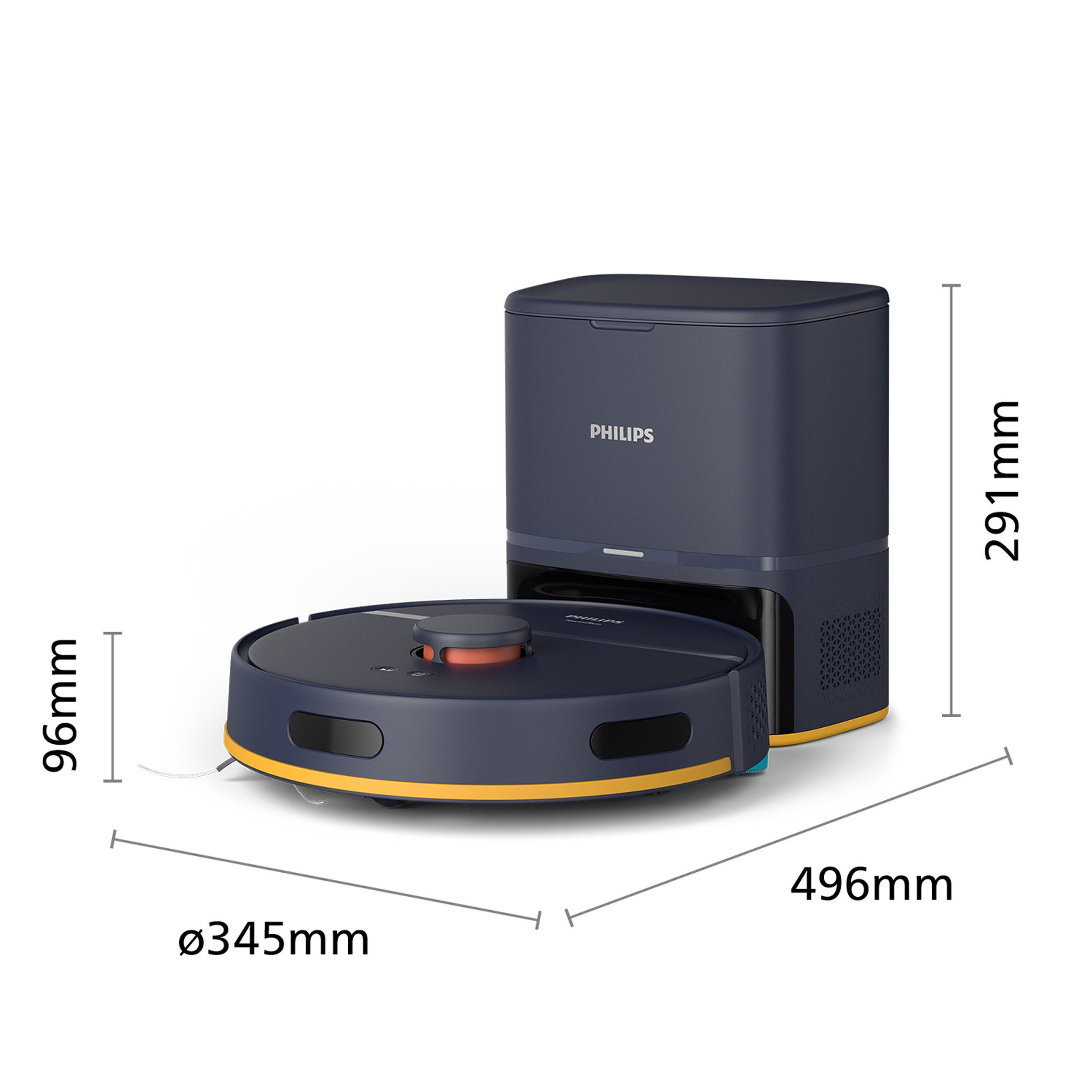 Philips Saugroboter mit Wischfunktion XU2100/10 2000 Series, mit Teppich-Boost Funktion, 33,12 W, mit Beutel, LDS-Radarnavigationssystem, HomeRun App, inkl. Entleerungsstation