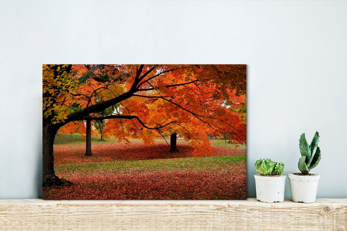 OneMillionCanvasses® St), Aufhängefertig, Boom Leinwandbild Orange Wandbild - (1 Wanddeko, 30x20 cm England, - Leinwandbilder,