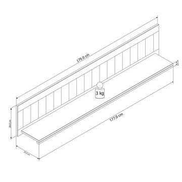 58 aufm Kessel Bett Wandboard Janice 179x28x26 Kiefer Holz massiv weiß 10275 (Sparset, 1-tlg)