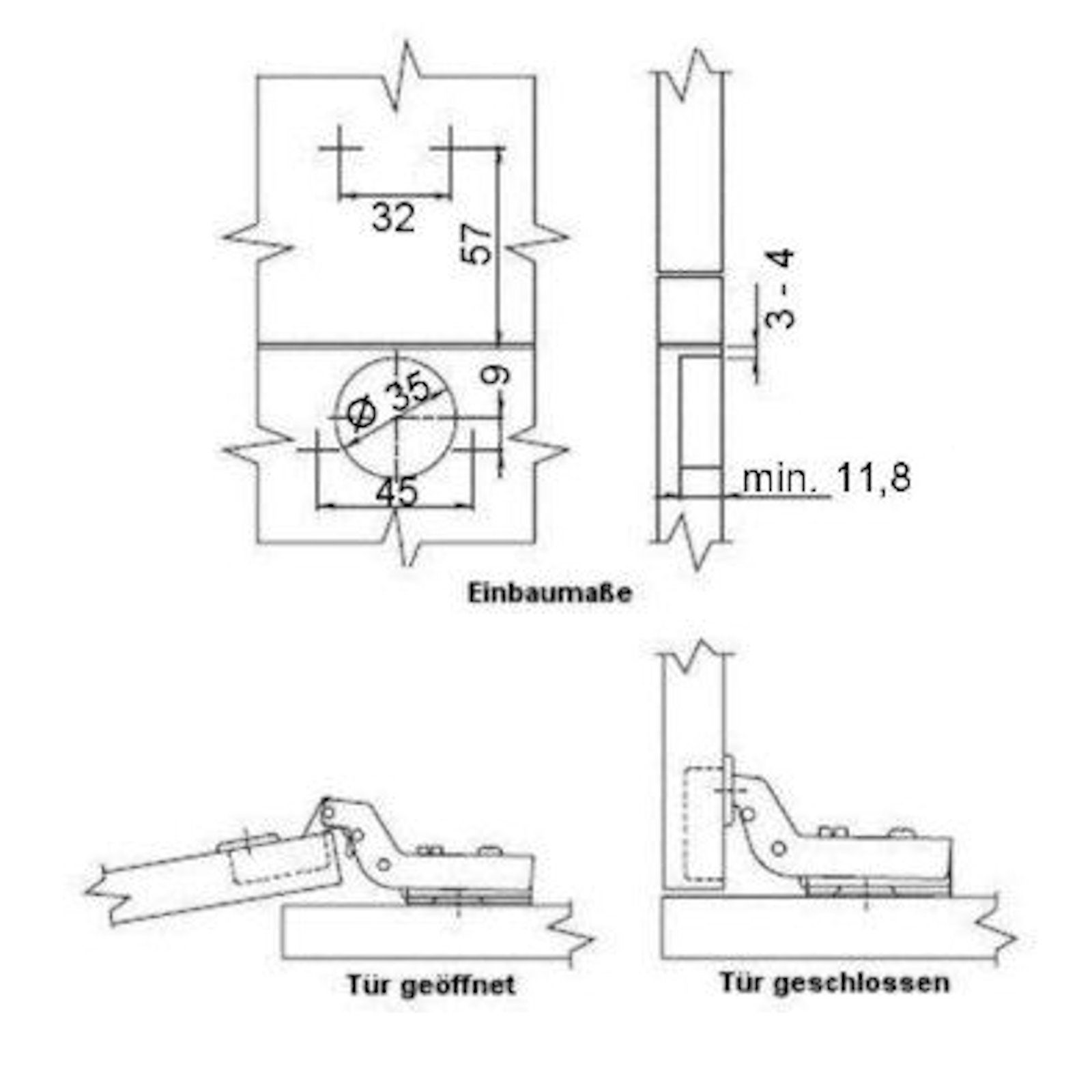 110° (1 St) Möbelbeschlag Topfbänder mit SO-TECH® Kreuzplatte Innenanschlag