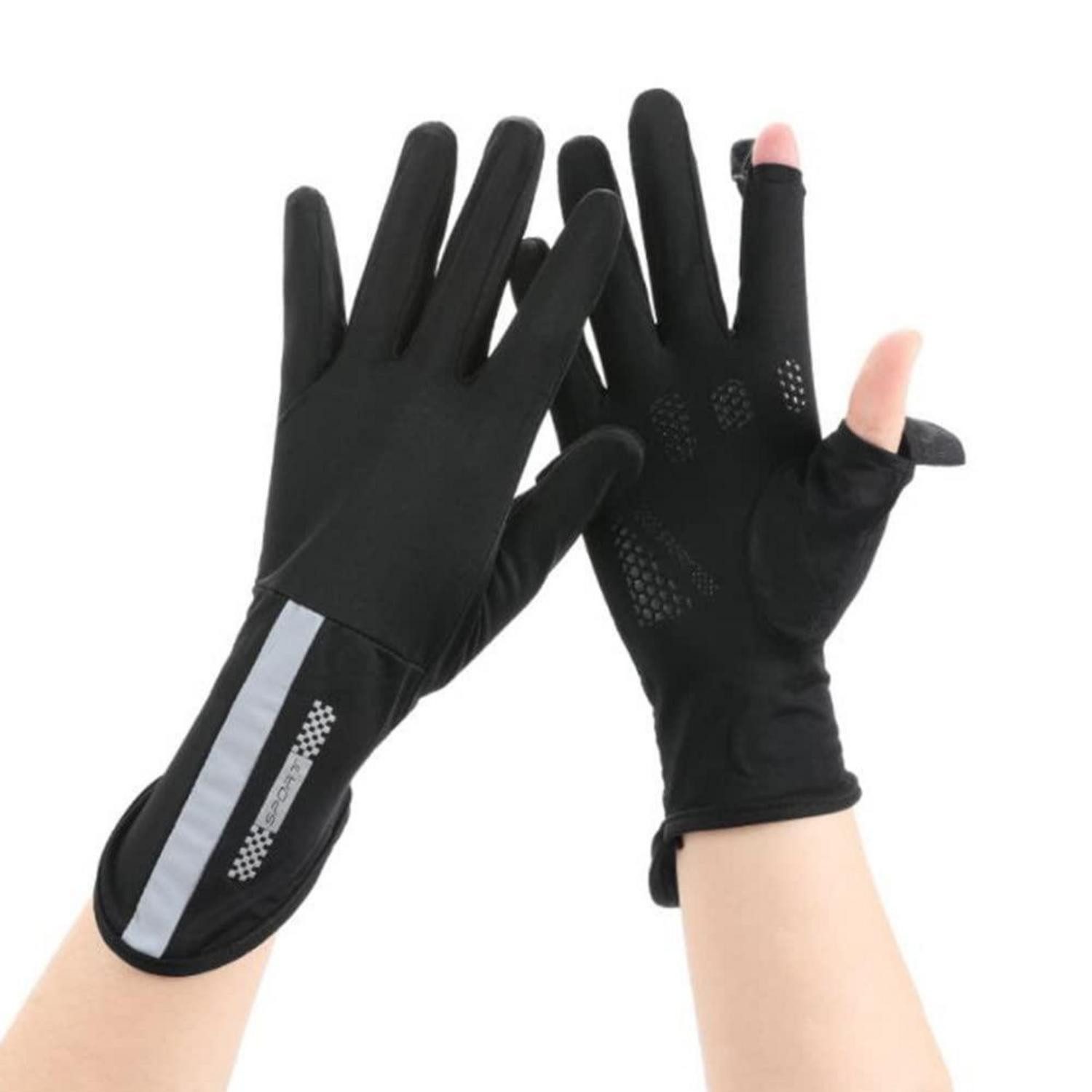 LuxusKollektion Fahrradhandschuhe UV Schutz Handschuhe Sommer Damen Schwarz (1-St)