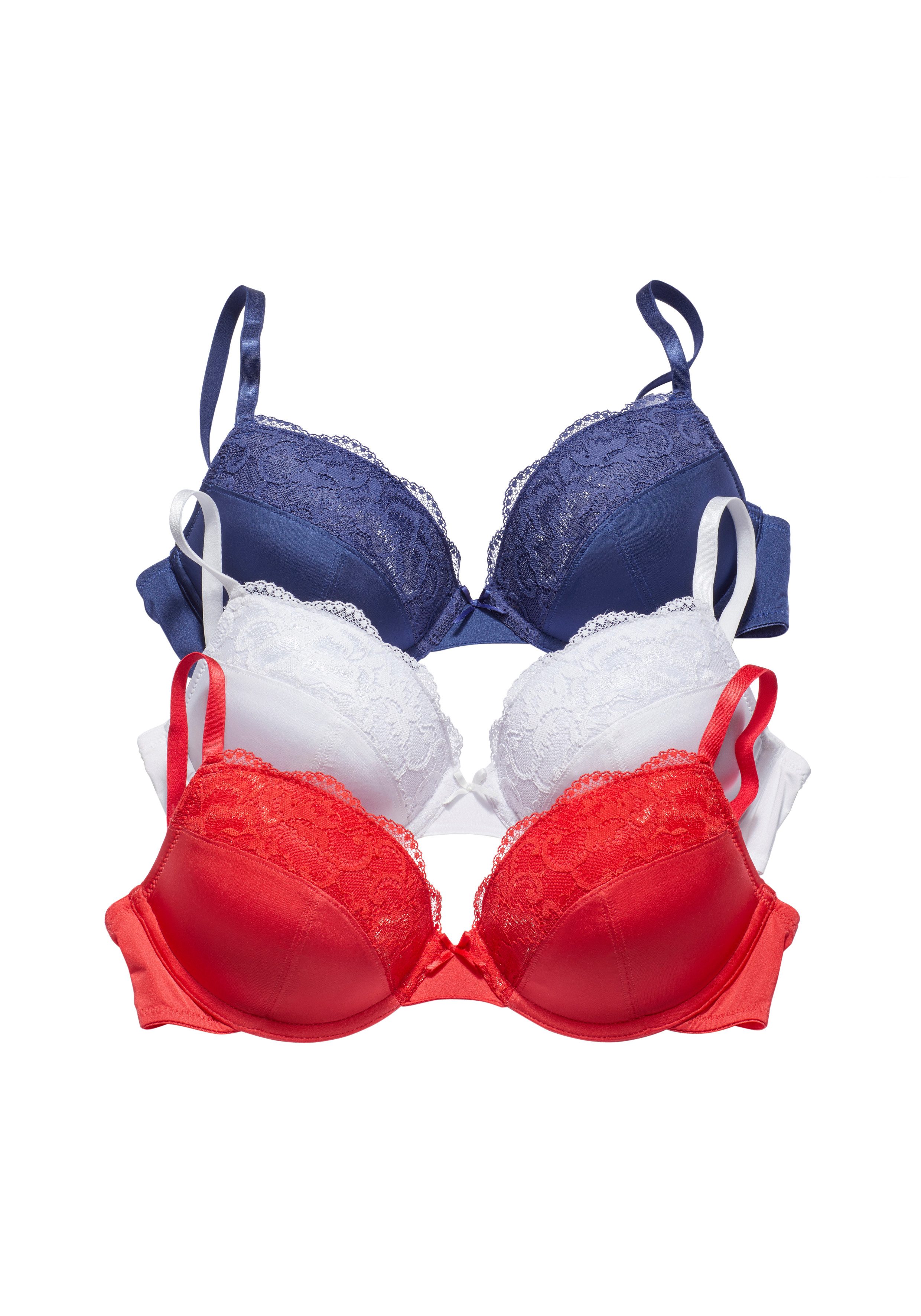 petite fleur by Lascana Push-up-BH (Packung, 3 Stück) mit Bügel & herausnehmbaren Kissen