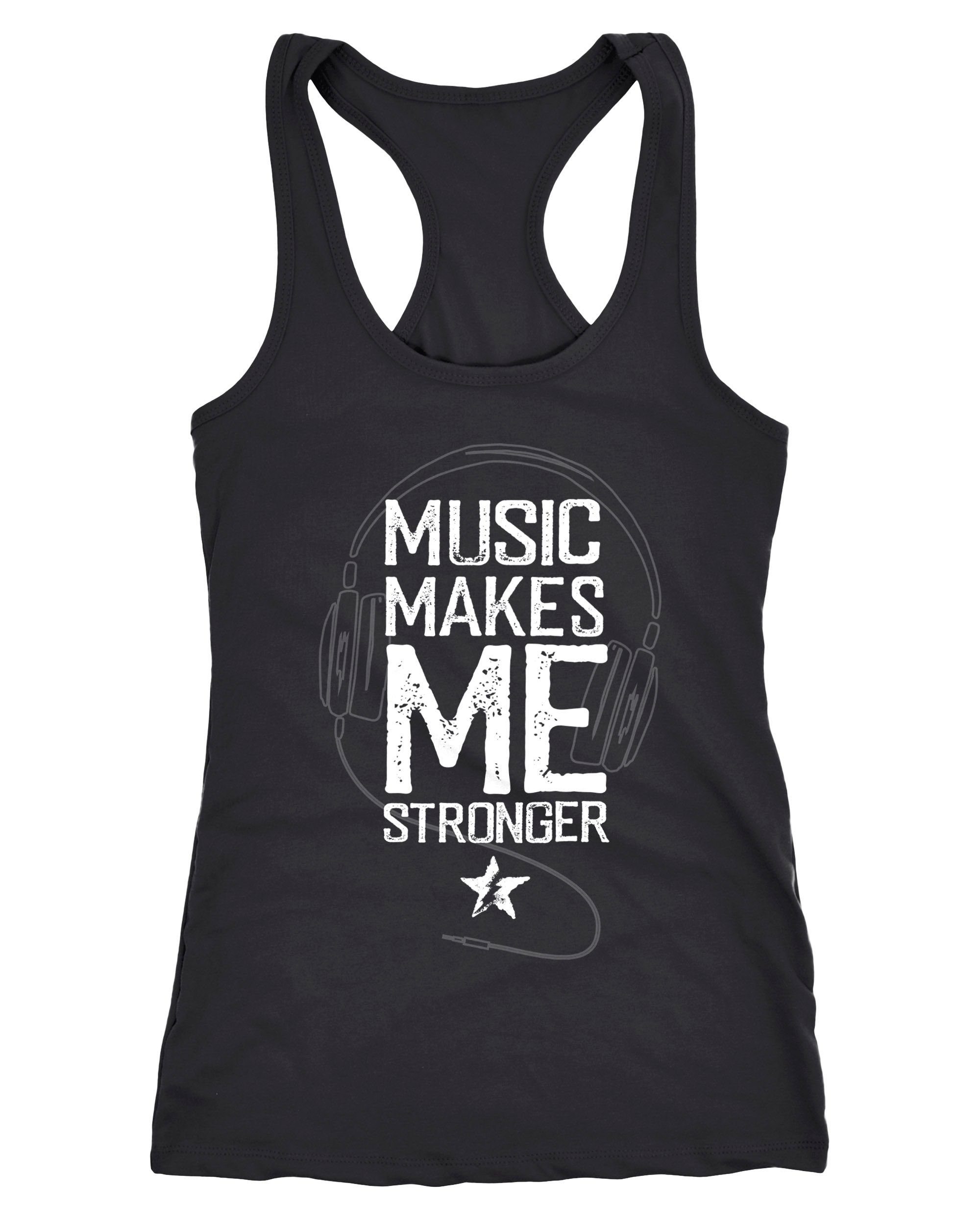 Neverless Tanktop Damen Tank-Top Music makes me Stronger Spruch Statement Racerback