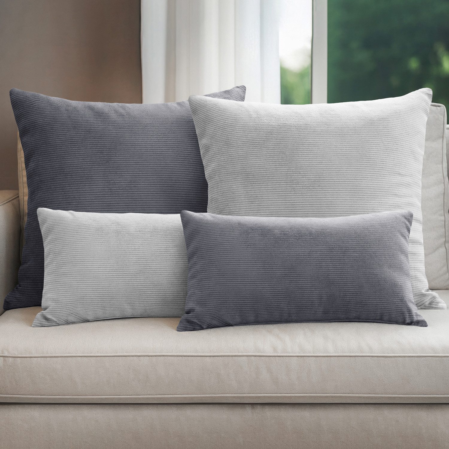 Selfitex Dekokissen 4er Set Cord Kissen inkl. Füllkissen, 2x 50x50 & 2x 30x günstig online kaufen