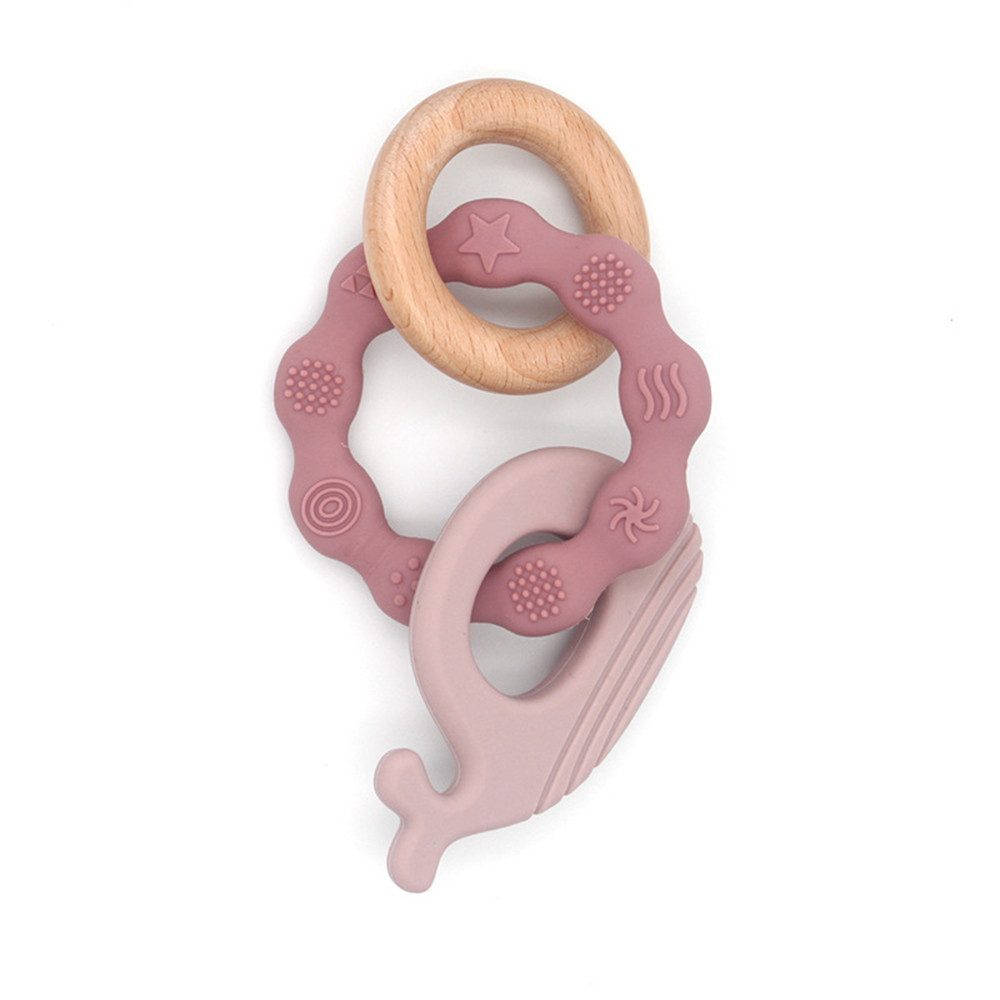 CLTYQ Beißring Wal Beißring aus lebensmittelechtem Silikon – BPA-frei, ab 3 Monaten, Montessori Spielzeug für Babys, ideal für Babygeschenke,Teething