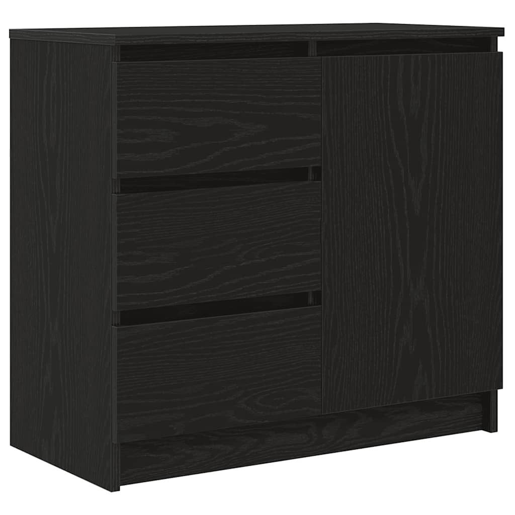 vidaXL Sideboard Sideboard mit Schublade Schwarz Eichen-Optik 71x35x65 cm (1 St)