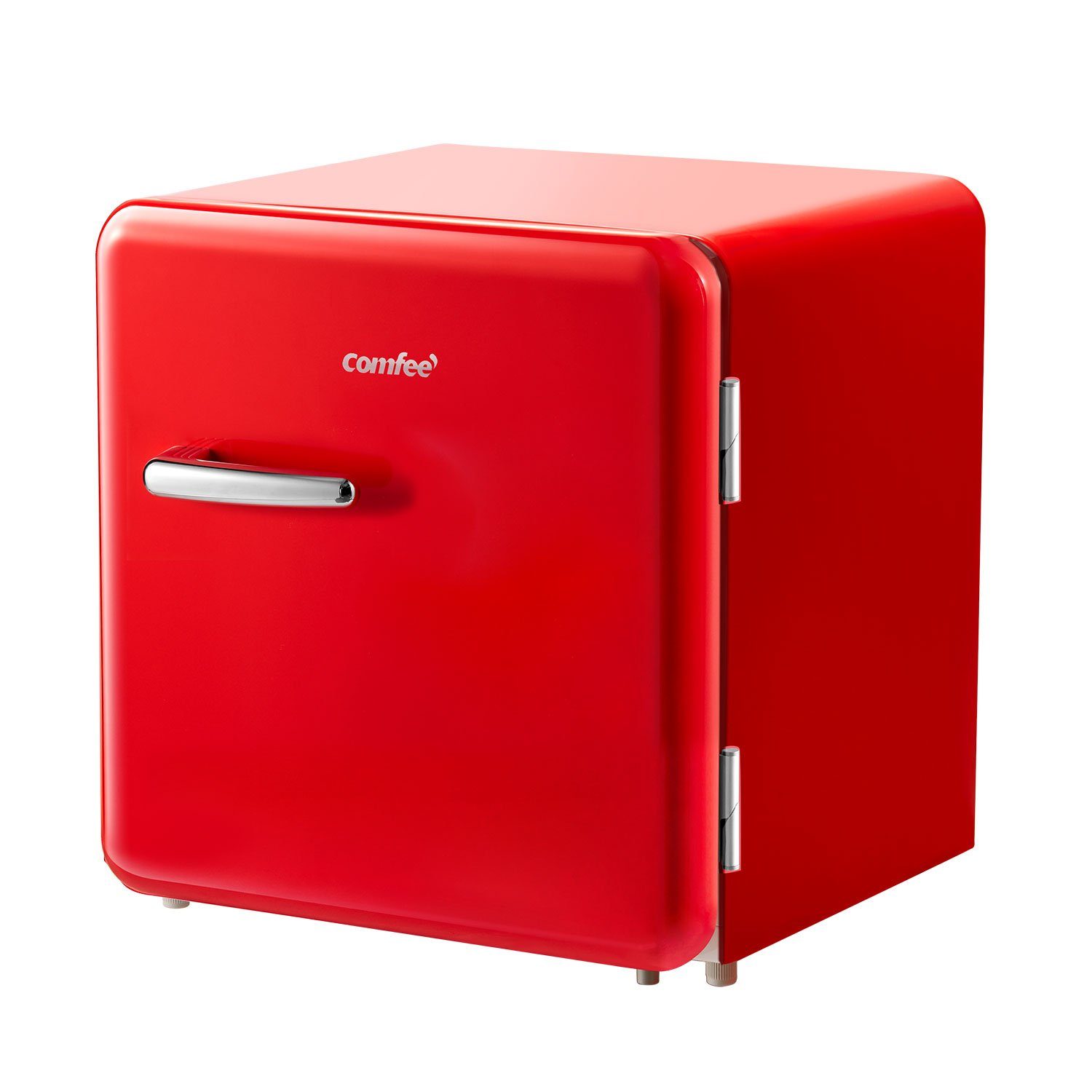 Comfee RCD50RE1RT 47L Kühlbox Mini-Kühlschrank/Retro Kühlschrank 100 kWh/Jahr/Einstellbare Temperaturregelung/Verstellbare Standfüße/Rot 50cm Höhe E 