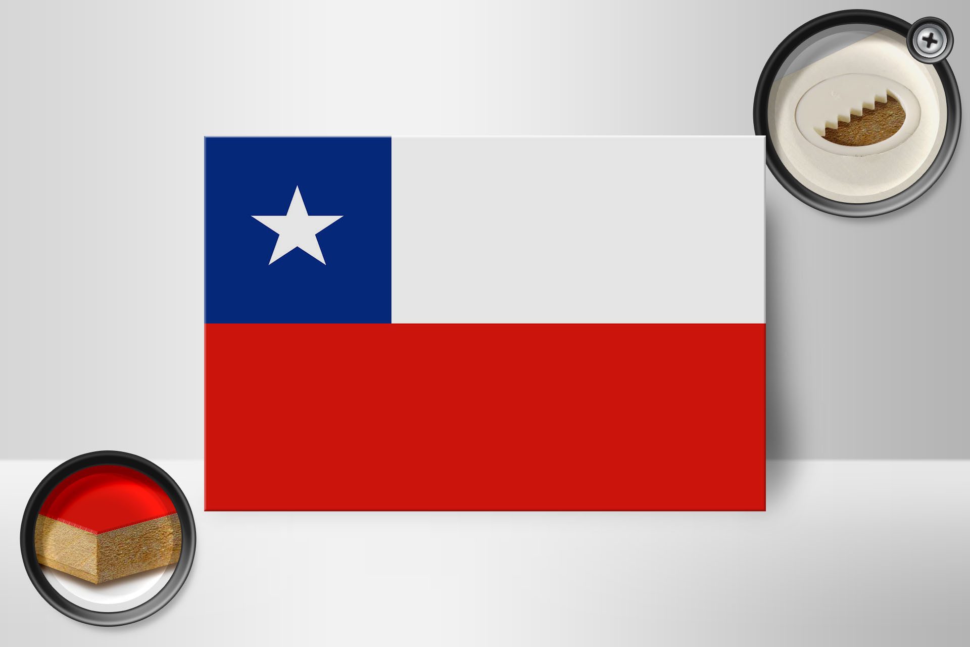 Femer GmbH Holzbild Flagge Chiles 18x12 cm Flag of Chile, Flaggen (1 St), Glatte Holzfaserplatte (MDF), vorn beschichtet