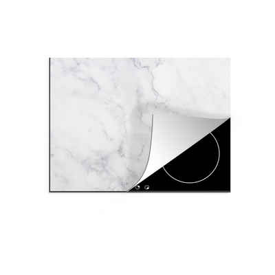 MuchoWow Herdblende-/Abdeckplatte Marmor - Weiß - Grau - Luxus - Marmoroptik - Stein, Vinyl, (1 tlg), 60x52 cm, Mobile Arbeitsfläche nutzbar, Ceranfeldabdeckung