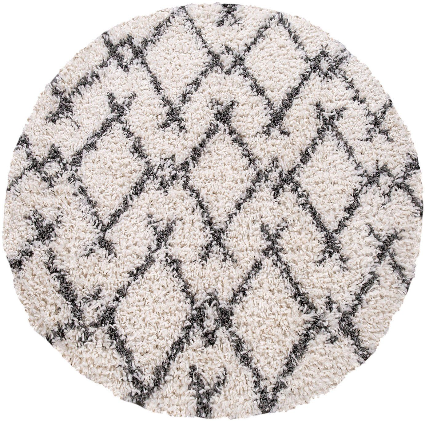 Paco Home Hochflor-Teppich Kalmar 451, rund, Höhe: 44 mm, Shaggy, Scandi De günstig online kaufen