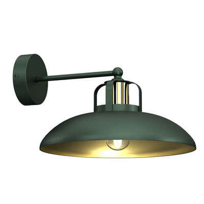 Kiom Wandleuchte Wandlampe Visalia W grün / gold E27 Metall 34 cm, für wechselbare Leuchtmittel, Leuchtmittel nicht inklusive, Leuchtmittel abhängig
